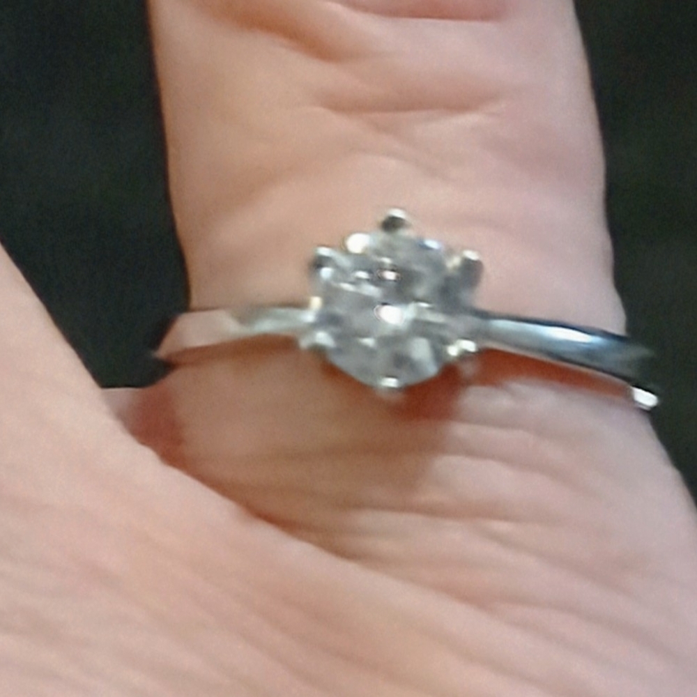 Classic Silver Solitaire Ring with Clear Stone - Elegant Women's Ring
